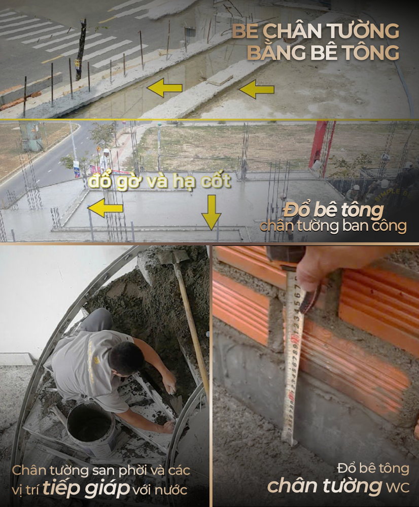 Be chân tường bằng bê tông