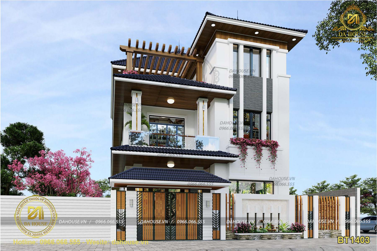 Thiết kế nhà biệt thự hiện đại mái Thái đẹp